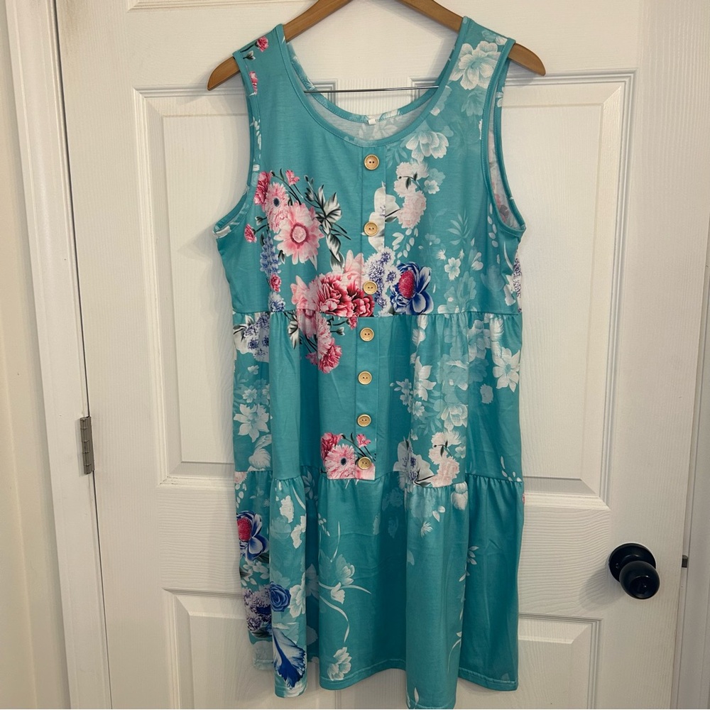 Floral Midi Dress - Teal